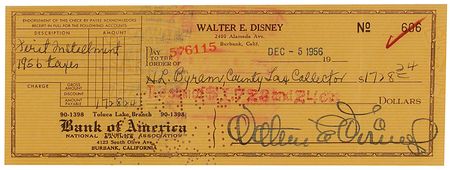 Lot #915 Walt Disney Check - Image 2