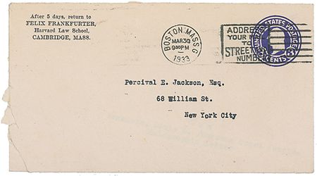 Lot #372 Supreme Court: Felix Frankfurter: ?The wildcat conduct of American industry and finance that has landed us where we are? - Image 1