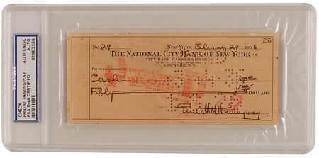 Lot #799 Ernest Hemingway Check - Image 1