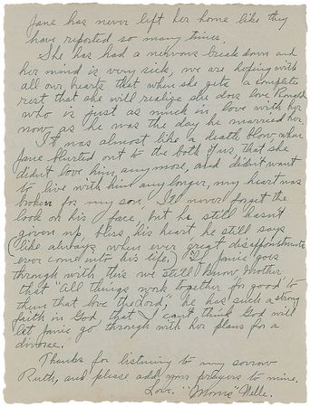 Lot #101 Nelle Reagan: Reagan?s mother reels from the news of his impending separation: ?It was almost like a death blow when Jane blurted out to the both of us that she didn?t love him anymore? - Image 1