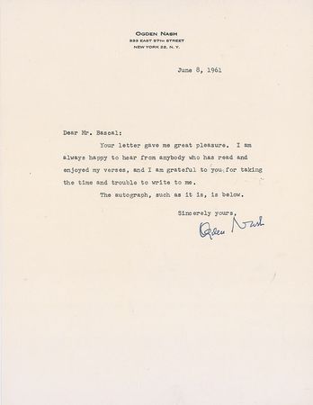 Lot #849 Ogden Nash Letters - Image 3