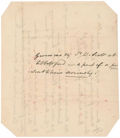 Lot #872 Sir Walter Scott: Superb original handwritten poem by Sir Walter Scott - Image 1
