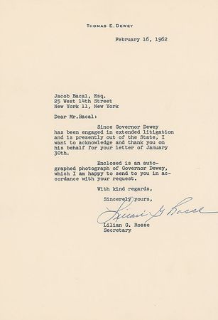 Lot #415 Thomas E. Dewey Signed Photograph - Image 1