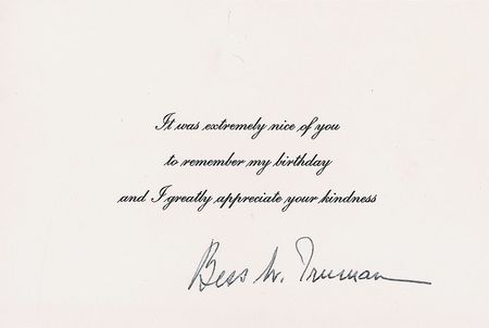 Lot #125 Harry and Bess Truman Signatures - Image 1
