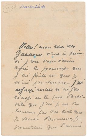 Lot #832 Maurice Maeterlinck Handwritten Letter Signed - Image 2