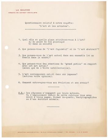 Lot #833 Rene Magritte Letter and Questionnaire - Image 4