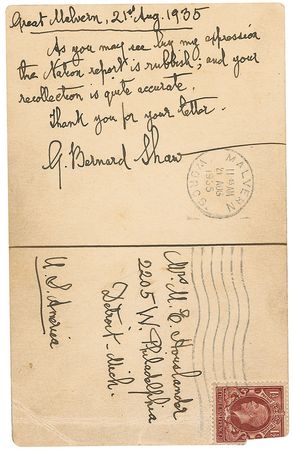 Lot #875 George Bernard Shaw: ?As you may see by my expression the Nation report is rubbish? - Image 3