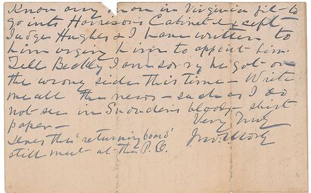Lot #533 John S. Mosby: “I intend to advise Harrison to make test cases & appoint some negro Postmasters in Boston & other places. The North in fact never has accepted the Constitutional amendments—a doctor ought to be willing to take his own medicine” - Image 2