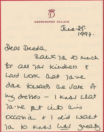 Lot #249 Diana: Highly desirable letter from the altruistic Princess as 79 of her gowns are auctioned off for charity - Image 3