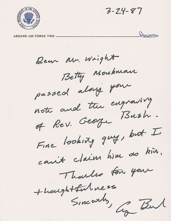Lot #7 George Bush: “The engraving of Rev. George