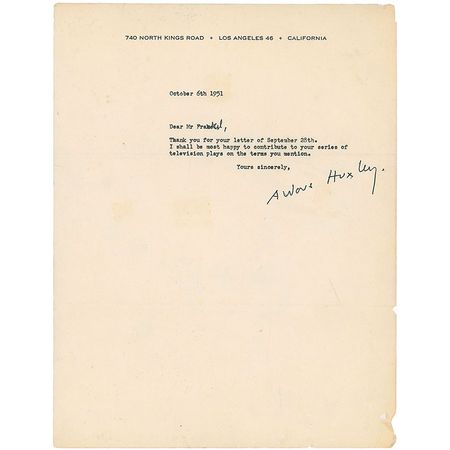 Lot #866 Aldous Huxley - Image 1