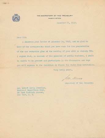 Lot #271 Andrew Mellon - Image 1