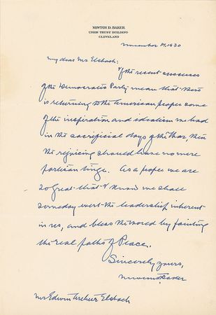 Lot #91 Newton D. Baker - Image 1