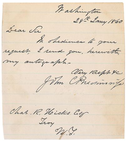 Lot #107 John C. Breckinridge - Image 1