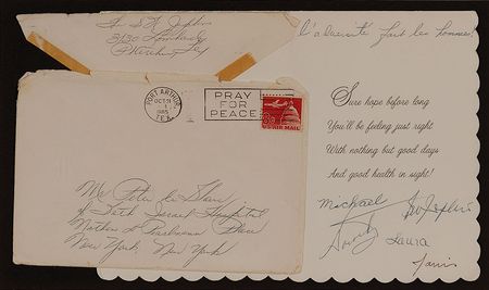Lot #1644 Janis Joplin: 1965 get well card from “Janis” and her family - Image 2