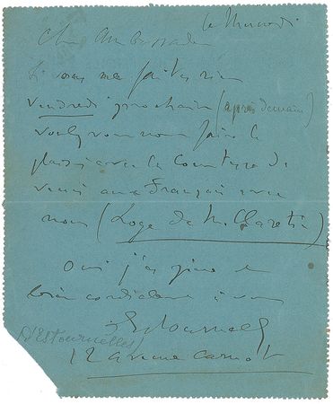 Lot #178 Paul-Henri-Benjamin d'Estournelles de Constant - Image 1