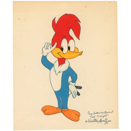 Lot #752 Walter Lantz: Oversized full color Woody Woodpecker sketch - Image 2