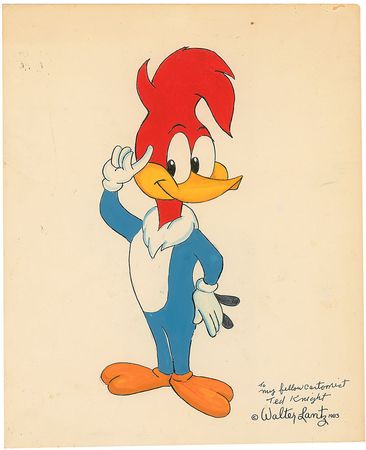 Lot #752 Walter Lantz: Oversized full color Woody Woodpecker sketch - Image 1