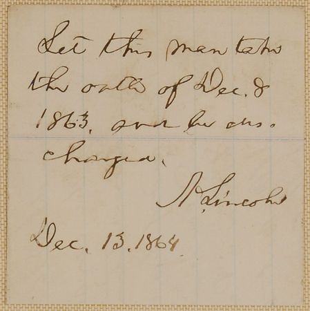 Lot #54 Abraham Lincoln: ?Let this man take the oath of Dec. 8, 1863 & be discharged? - Image 2