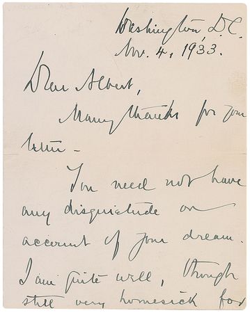 Lot #282 Supreme Court: Benjamin N. Cardozo: “You need not have any disquietude on account of your dream” - Image 1