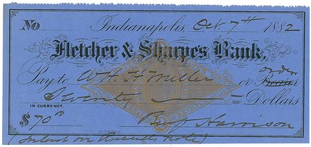 Lot #29 Benjamin Harrison Check