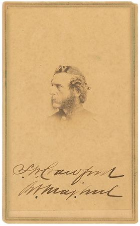 Lot #370 Samuel W. Crawford: Rare twice-signed carte-de-visite - Image 1