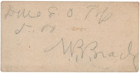 Lot #545 Mathew Brady: Virtually nonexistant signature on his scarceNational Portrait Gallery calling cards - Image 1