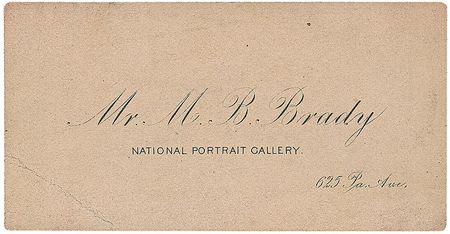 Lot #545 Mathew Brady: Virtually nonexistant signature on his scarceNational Portrait Gallery calling cards - Image 2
