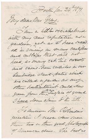 Lot #605 Oliver Wendell Holmes, Sr: “I never saw more than two or three good photographs of American elms” - Image 1