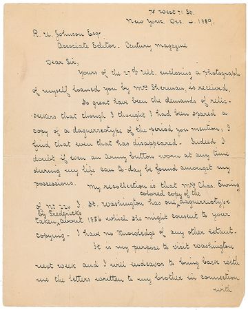 Lot #402 William T. Sherman: “So great have been the demands of relic-seekers...I doubt if even an Army button worn at any time during my life can to-day be found amongst my possessions” - Image 1
