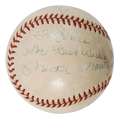 Lot #1541 Mickey Mantle and Celebrities: Vintage baseball from the Mick’s 1956 television appearance - Image 1