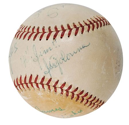 Lot #1541 Mickey Mantle and Celebrities: Vintage baseball from the Mick’s 1956 television appearance - Image 4