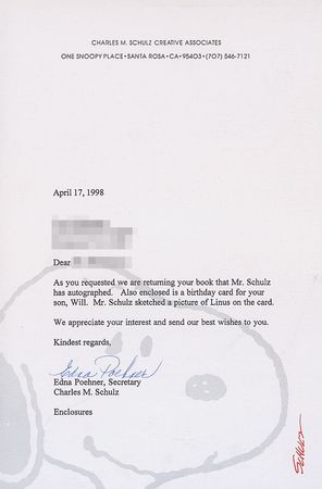 Lot #760 Charles Schulz: Uncommon Linus sketch from the Peanuts creator - Image 4