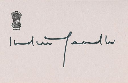 Lot #326 Indira Gandhi Signature - Image 1