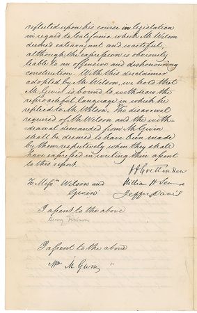 Lot #185 Jefferson Davis, William Seward, and John J. Crittenden: Just three years before the Civil War tore the nation apart, Jefferson Davis, William Seward, and John J. Crittenden unite to stop a duel in the Senate - Image 2