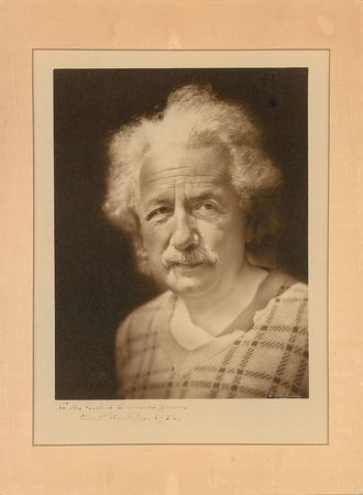 Lot #198 Albert Einstein: Penetrating oversized 1935 Einstein portrait - Image 1