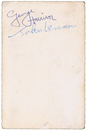 Lot #793 Beatles: Lennon and Harrison Promo Card - Image 1
