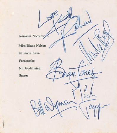 Lot #828 Rolling Stones: Rare promo card beautifully signed by the original line-up - Image 1