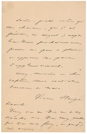 Lot #610 Victor Hugo: The inspired author comments on theatrical success: “I want to enjoy this applause again” - Image 1