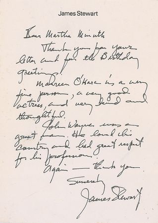 Lot #1118 James Stewart: “John Wayne was a great man” - Image 1