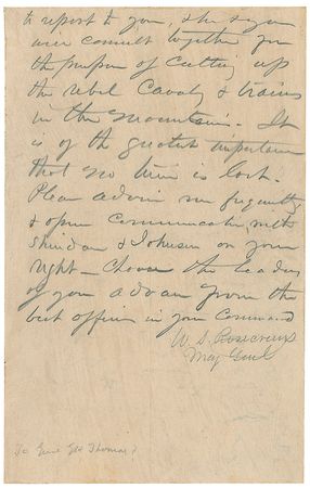 Lot #401 William S. Rosecrans: On July 2, 1863, the Union general commands, ?you will consult together for the purposes of cutting up the rebel cavalry & trains in the mountains. It is of the greatest importance that no lives is lost? - Image 2