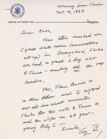 Lot #7 George Bush: “We had a great 6 day visit to