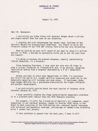 Lot #22 Gerald Ford: “The present Congress,