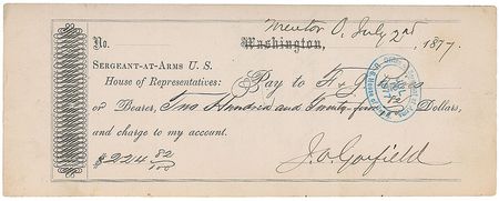 Lot #24 James A. Garfield Check