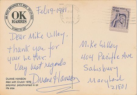 Lot #596 Duane Hanson Postcard - Image 2