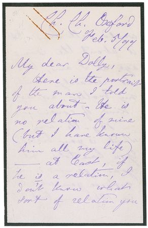 Lot #577 Charles L. Dodgson: A tongue-in-cheek letter sending a Lewis Carroll portrait, and another letter mentioning “Alice’s Adventures” and “the Looking-glass” - Image 1