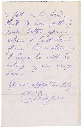 Lot #577 Charles L. Dodgson: A tongue-in-cheek letter sending a Lewis Carroll portrait, and another letter mentioning “Alice’s Adventures” and “the Looking-glass” - Image 4