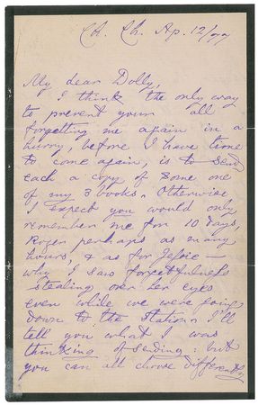 Lot #577 Charles L. Dodgson: A tongue-in-cheek letter sending a Lewis Carroll portrait, and another letter mentioning “Alice’s Adventures” and “the Looking-glass” - Image 5