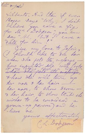 Lot #577 Charles L. Dodgson: A tongue-in-cheek letter sending a Lewis Carroll portrait, and another letter mentioning “Alice’s Adventures” and “the Looking-glass” - Image 7
