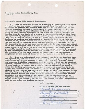 Lot #1007 Billy J. Kramer and the Dakotas Signed Document - Image 2
